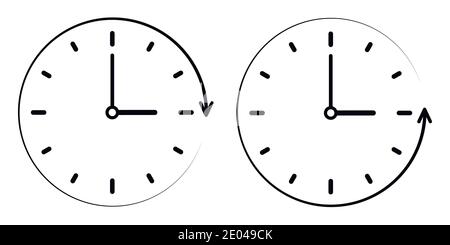 Sign icon the passage time counterclockwise, Vector clock, minute and hour hands. concept of clockwise, counter clockwise Stock Vector