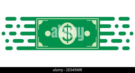 Sign symbol investment, dollar money bill in financial movement, vector symbol of money turnover. Business management and investments, fast moving Stock Vector