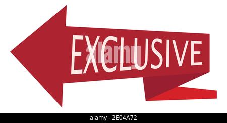 red arrow pointer text exclusive, vector marketing exclusive banner to improve sales and promote your product or offer Stock Vector