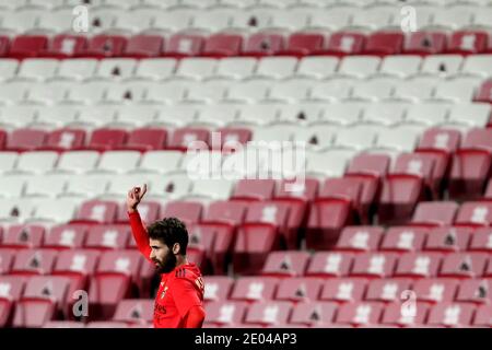 Lisbon, Portugal. 29th Dec, 2020. Rafa Silva of SL Benfica celebrates after scoring a goal during the Portuguese League football match between SL Benfica and Portimonense SC at the Luz stadium in Lisbon, Portugal on December 29, 2020. Credit: Pedro Fiuza/ZUMA Wire/Alamy Live News Stock Photo