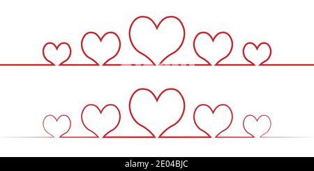 heart one line drawing, vector love concept one line drawing of a friendly cute hearts Stock Vector