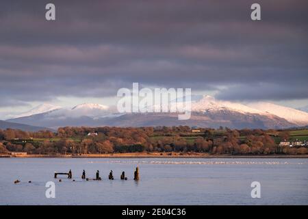 Menai Straits in winter, Anglesey, North Wales Stock Photo