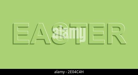 Greeting banners with Easter green pastel color with shadow, vector text simple paper Easter banner, spring style Stock Vector