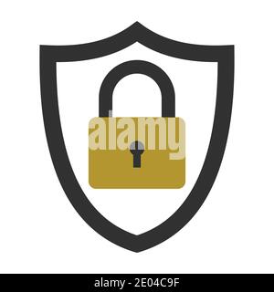 Icon security system, information data protection privacy, vector shield with closed lock, personal data protection concept Stock Vector