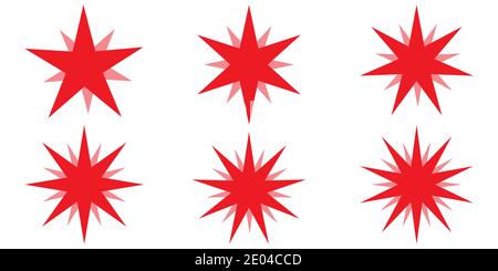 Red beams firework. Best for sale sticker, price tag, quality mark, vector set star glow radiance, design elements sunburst Stock Vector