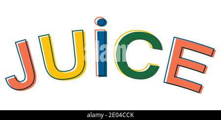Word juice minimalistic colorful letters, vector logo symbol sign juice Stock Vector