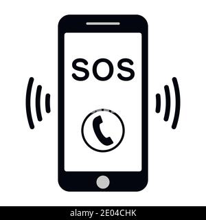 sos call icon phone, vector sos call help phone sign Stock Vector