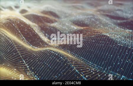 Background image concept. Abstract colorful interconnected lines and dots. Metaphor of cloud computing and network connection. 3D illustration. Stock Photo