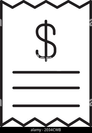 money receipt icon over white background, line style, vector illustration Stock Vector