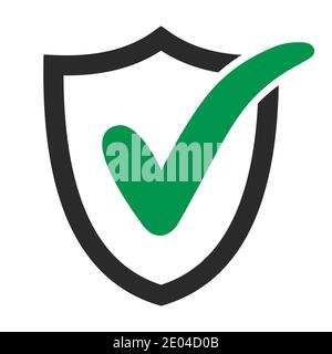 Tick icon approved, protection and privacy mark, vector green check mark shield Stock Vector