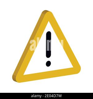 3D sign of the notifications, yellow triangle and an exclamation point vector symbol important notices Stock Vector