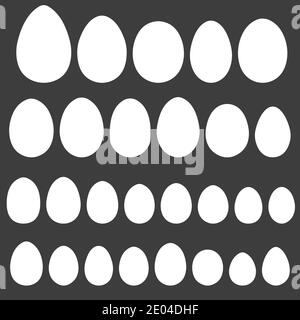 Set egg shape template for hand drawing for Easter holiday, vector different shape of bird eggs reptiles, for Easter design Stock Vector