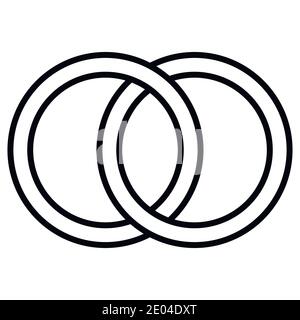 Interlocking circles icon sign, outline rings. Circles, rings wedding concept icon symbol Stock Vector