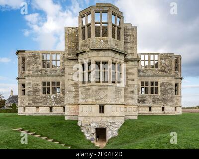 Lyveden New Bield is a magnificent unfinished Elizabethan summer house in the east of Northamptonshire, England. Stock Photo