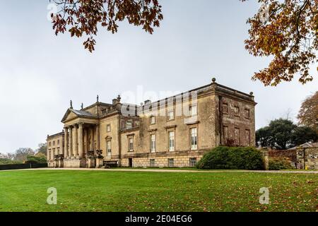 The front facade of Stourhead House in autumn,  Wiltshire, England, Uk Stock Photo