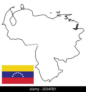 Outline country of the state of Venezuela, vector of the border outline of the state of Venezuela Stock Vector