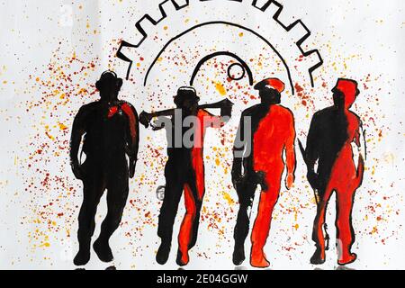 clockwork orange in a painting with acrylic in with background, orange and black Stock Photo