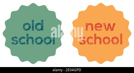 Sticker badge, label style old and new school, vector oldschool style sticker Stock Vector