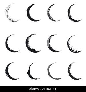 Set imprint trail cups on white, vector Coffee and tear stains left by the cup bottoms, Crescent the symbol of Islam Ramadan moon Stock Vector