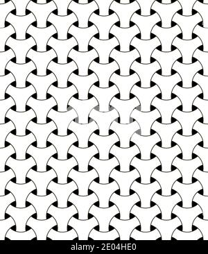 seamless geometric mesh pattern vector illusion triangular mesh netting black and white circles with volumetric effect Stock Vector