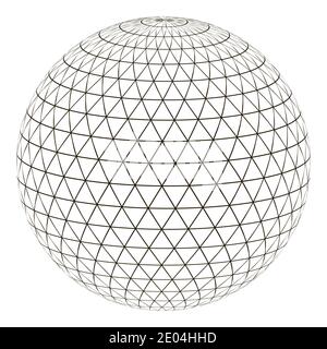 Ball sphere grid triangle on surface, vector layout globe planet earth with a grid, the concept of the virtual world Stock Vector