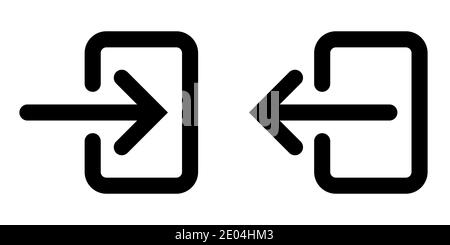 icons sign in and sign out app vector symbol logout and login, arrow and door icon exit and entry Stock Vector