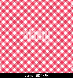 Seamless classic pattern background, red pastel diagonal overlapping stripes, vector red and white squares udorr fabric tablecloths or umbrella Stock Vector