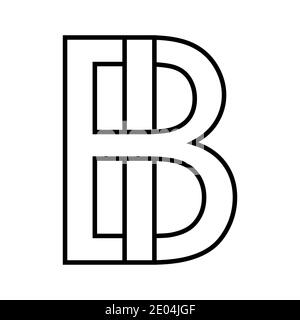 Logo sign bi ib icon sign two interlaced letters b, i vector logo bi, ib first capital letters pattern alphabet b, i Stock Vector