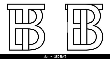 Logo sign bt tb icon sign two interlaced letters b, t vector logo bt, tb first capital letters pattern alphabet b, t Stock Vector