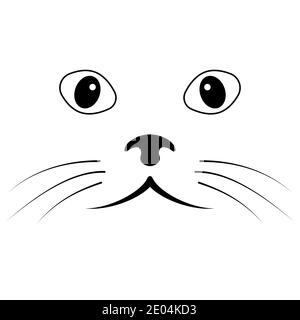 sketch cat face, vector simple cat face mustache nose and eyes Stock Vector