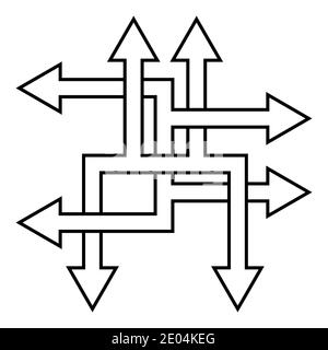 Complex ways solve complex problems, vector arrow direction path symbol sign optimization of the process Stock Vector