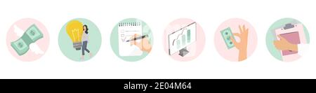 Social Media Business Highlight Icon Set. Vector illustration Stock Vector