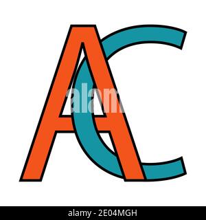 Logo syllable ac icon sign two interlaced letters A C vector logo ac first capital letters pattern alphabet a c Stock Vector