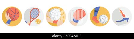 Social Media Sport Highlight Icon Set. Vector illustration Stock Vector
