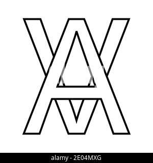 Logo sign av, va icon sign interlaced letters A, V vector logo av, va first capital letters pattern alphabet a, v Stock Vector
