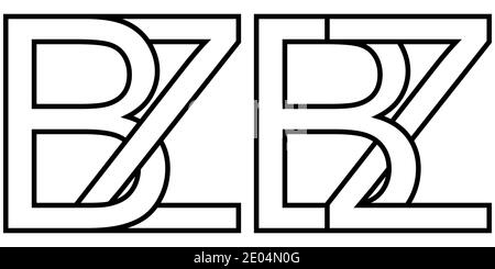 Logo sign bz zb icon sign two interlaced letters b, z vector logo bz, zb first capital letters pattern alphabet b, z Stock Vector