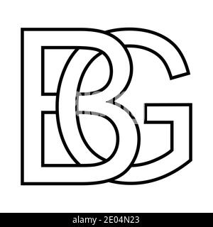 Logo sign bg gb icon sign two interlaced letters b, g vector logo bg, gb first capital letters pattern alphabet b, g Stock Vector