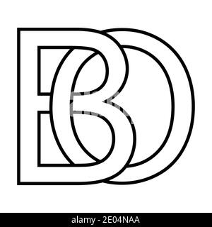 Logo sign bo, ob icon sign two interlaced letters b o vector logo bo, ob first capital letters pattern alphabet b, o Stock Vector