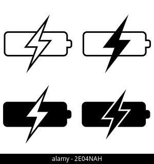 set battery charging icons, vector battery charging sign symbol template Stock Vector