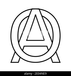 Logo sign ao, oa icon sign interlaced letters A, O vector logo ao, oa first capital letters pattern alphabet a, o Stock Vector