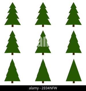 Set of Christmas trees vector Christmas tree template Stock Vector