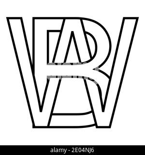 Logo sign bw wb icon sign two interlaced letters b, w vector logo bw, wb first capital letters pattern alphabet b, w Stock Vector