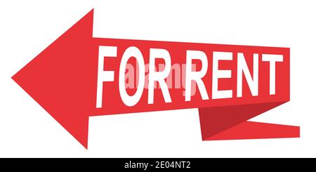 Arrow pointer for rent vector red sign icon banner arrow ribbon for rent Stock Vector