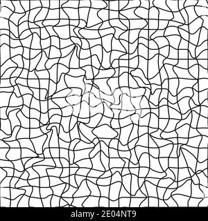 deformed mes grid, tangled maze, vector background of tangled lines threads, concept deformation mesh grid Stock Vector