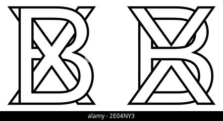 Logo sign bx xb icon sign two interlaced letters b, x vector logo bx, xb first capital letters pattern alphabet b, x Stock Vector
