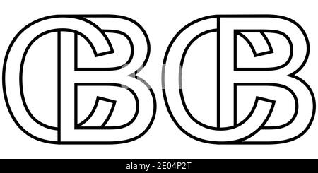 Logo sign bc and cb icon sign two interlaced letters B, C vector logo bc, cb first capital letters pattern alphabet b, c Stock Vector