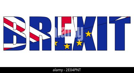 Brexit concept referendum on the UK withdrawal from the EU European Union flags of the UK are half with the EU. Brexit referendum campaign Stock Vector