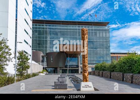 Christchurch city council in New Zealand (Written also in Maori) Stock Photo