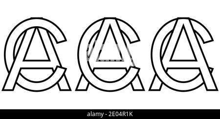 Logo sign ac ca icon sign two interlaced letters c and a vector logo ca, ac first capital letters pattern alphabet a, c Stock Vector