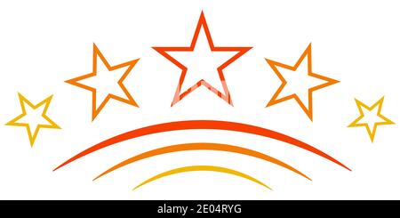 Logo icon five 5 stars sign quality symbol, vector five 5 stars rating, reputation rating of a successful company Stock Vector